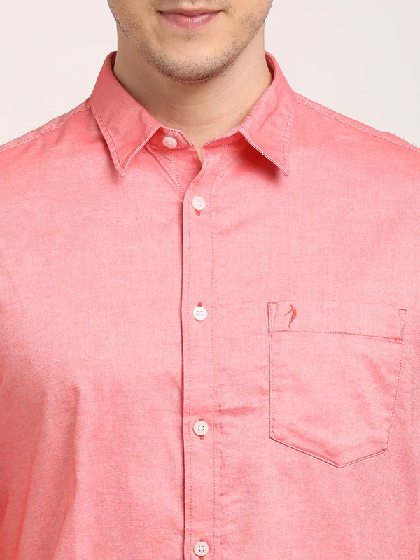 Indian Terrain Men's Regular Fit Full Sleeve Solid Red Shirt